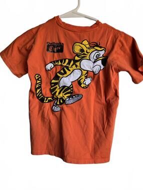 Onitsuka Tiger Orange EMBROIDERED STREETWEAR T-Shirt Running Tiger SMALL RARE